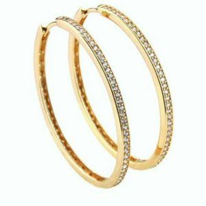14K Gold Pave CZ Round Earrings